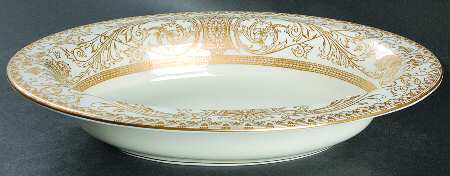 Embassy Cream Rim and Gold 10" Oval Vegetable Bowl