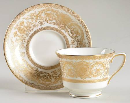 Embassy Cream Rim and Gold Footed Demitasse Cup & Saucer Set
