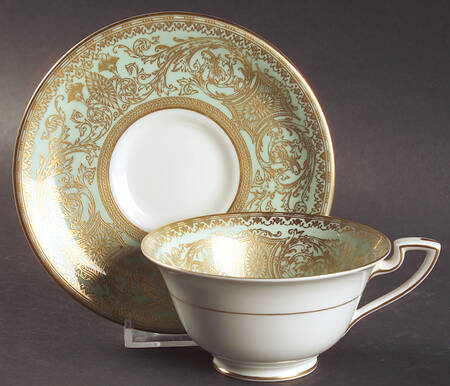 Embassy Light Green Footed Cup & Saucer Set
