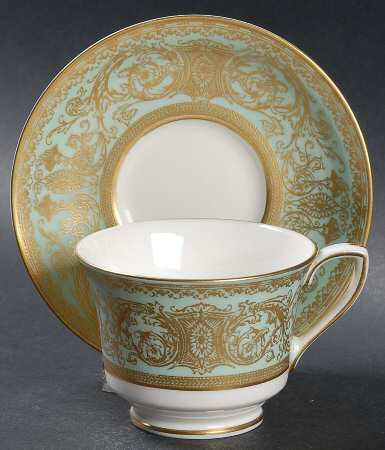 Embassy Light Green Footed Demitasse Cup & Saucer Set