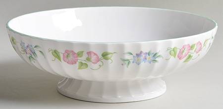 English Garden (Green Trim) Small Footed Salad Serving Bowl