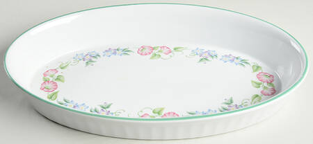English Garden (Green Trim) 12'' Oval Baker