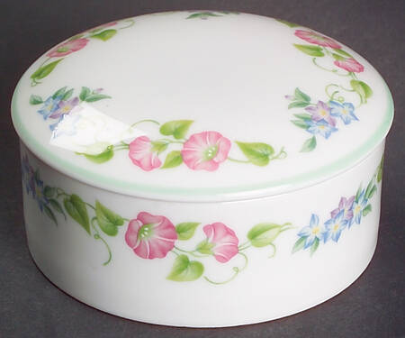 English Garden (Green Trim) Round Box & Lid