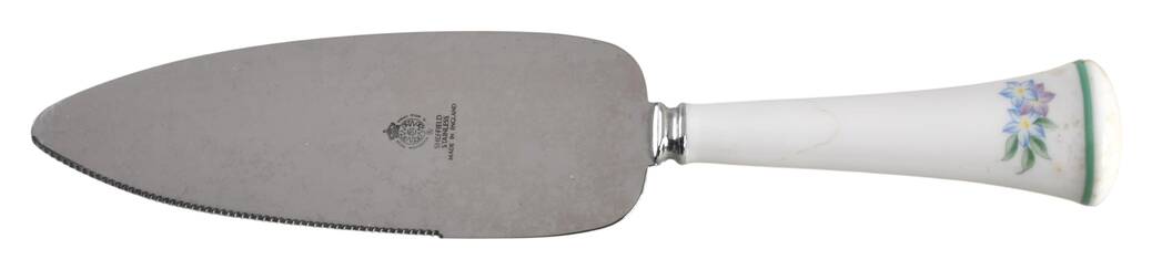 English Garden (Green Trim) Pie & Cake Server with Stainless Blade