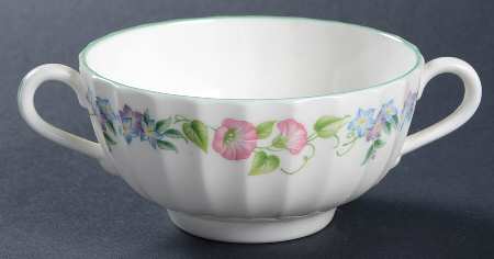 English Garden (Green Trim) Footed Cream Soup Bowl
