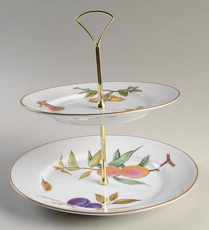 Evesham Gold 2 Tiered Serving Tray (Dinner & Salad Plate)