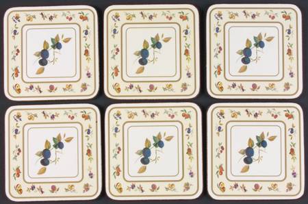 Evesham Gold Square Corkback Coaster - Set of 6