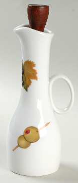 Evesham Gold Oil/Vinegar Cruet & Wood Stopper by Royal Worcester