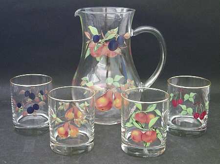 Evesham Gold Glassware Beverage Set (Pitcher and 4 Juice)