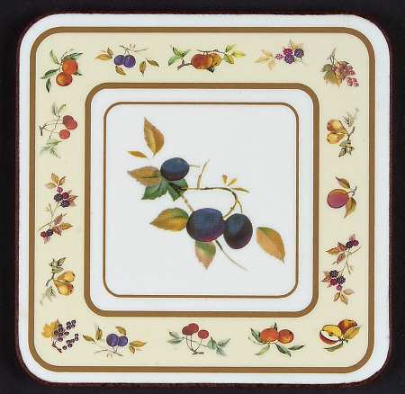 Evesham Gold Cork Back Square Coaster by Royal Worcester