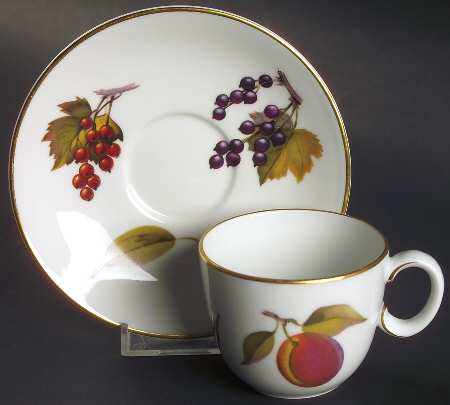 Evesham Gold Flat Demitasse Cup & Saucer Set by Royal Worcester