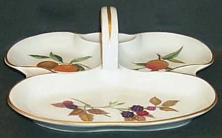 Evesham Gold 3-Part Relish with Center Ceramic Handle