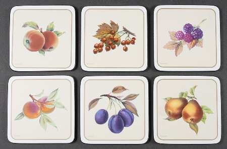 Evesham Gold Square Corkback Coaster - Set of 6 Motifs