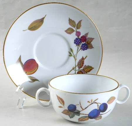 Evesham Gold Flat Cream Soup Bowl & Saucer Set
