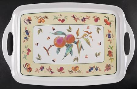 Evesham Gold 19" Rectangular Handled Serving Melamine Tray