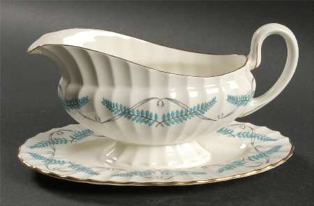 Ferncroft Turquoise Gravy Boat with Attached Underplate