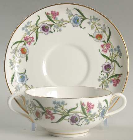Fleurette Footed Cream Soup Bowl & Saucer Set