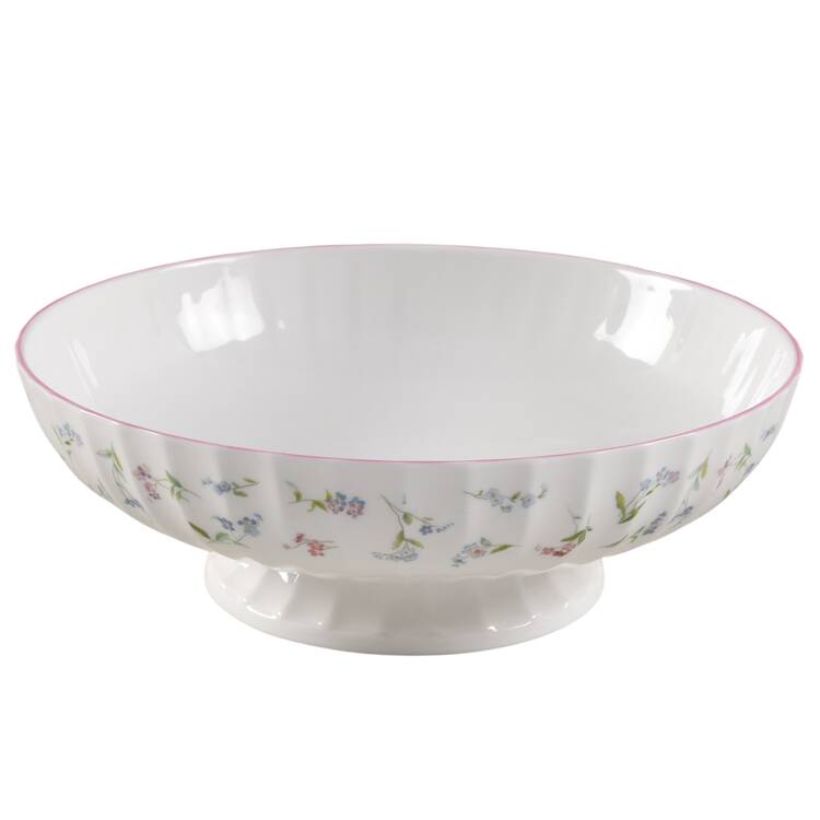 Forget Me Not Pink Small Footed Salad Serving Bowl