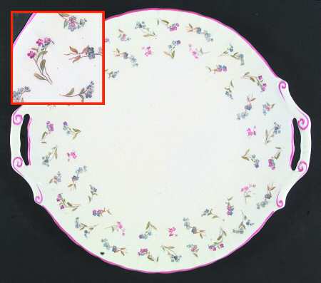 Forget Me Not Pink Handled Cake Plate