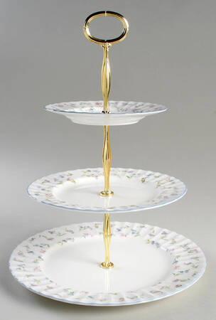 Forget Me Not Blue 13 7/8"-14 1/4" 3-Tiered Serving Tray(DP,SP,BB) HC