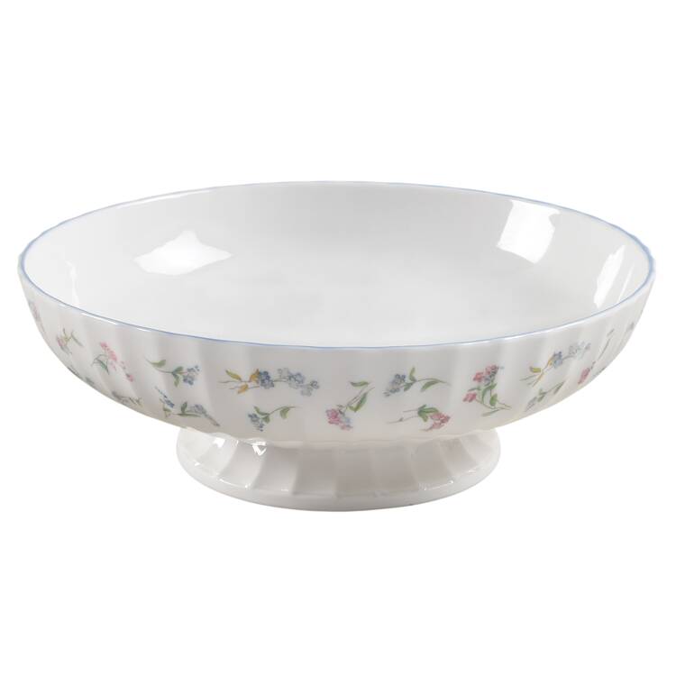 Forget Me Not Blue Small Footed Salad Serving Bowl