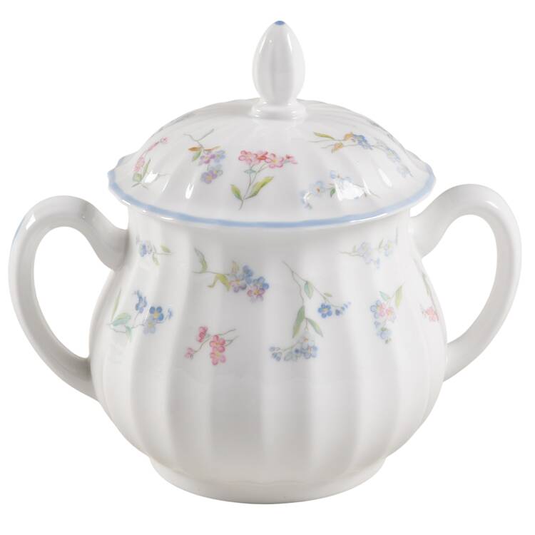 Forget Me Not Blue Sugar Bowl & Lid