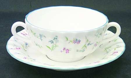 Forget Me Not Blue Flat Cream Soup Bowl & Saucer Set