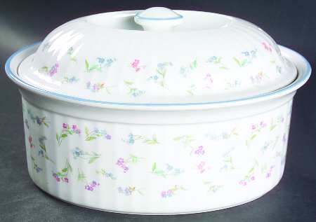 Forget Me Not Blue 2 Quart Oval Covered Casserole