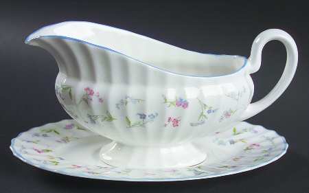 Forget Me Not Blue Gravy Boat & Underplate