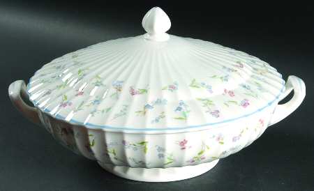 Forget Me Not Blue Round Covered Vegetable