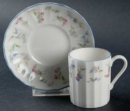 Forget Me Not Blue Flat Demitasse Cup & Saucer Set