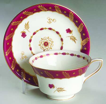 Georgian Red Footed Cup & Saucer Set