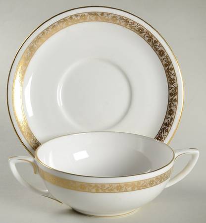 Golden Anniversary Flat Cream Soup Bowl & Saucer Set