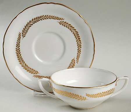Golden Bracken Flat Cream Soup Bowl & Saucer Set