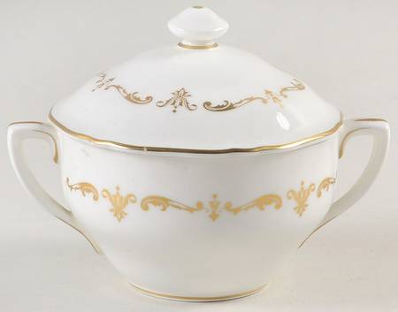 Gold Chantilly Sugar Bowl & Lid by Royal Worcester