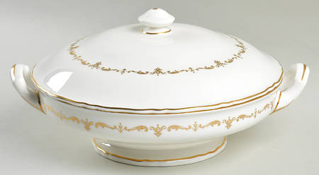 Gold Chantilly Round Covered Vegetable by Royal Worcester