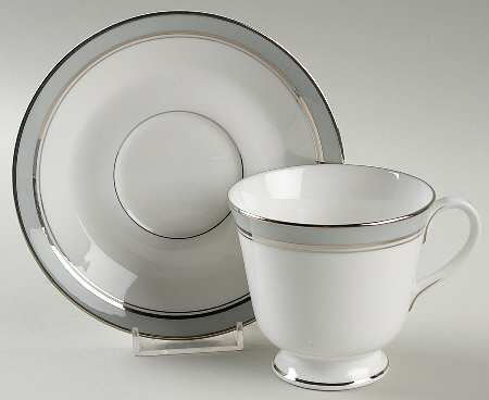 Grey Platinum Footed Cup & Saucer Set