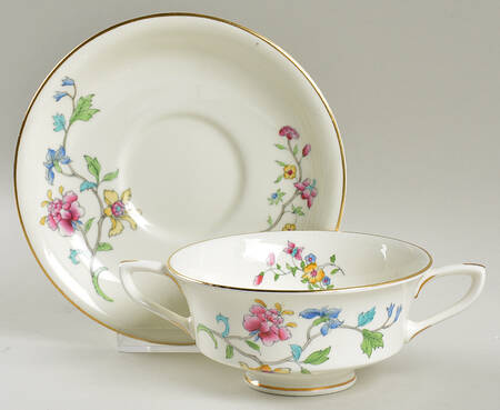 Hampton Court Footed Cream Soup Bowl & Saucer Set