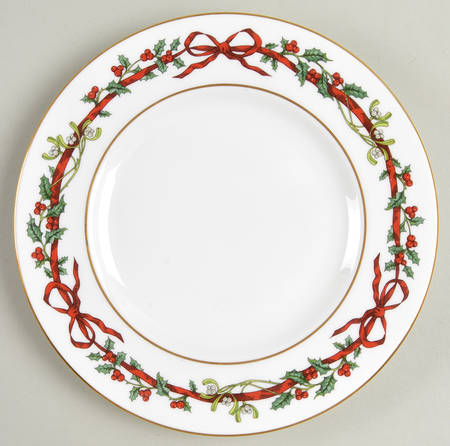 Holly Ribbons Salad Plate