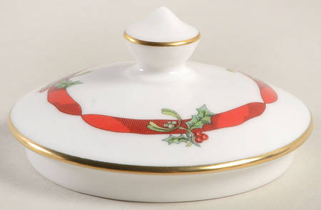 Holly Ribbons Lid for Sugar Bowl