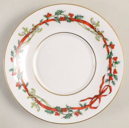 Holly Ribbons Saucer for Flat Cup