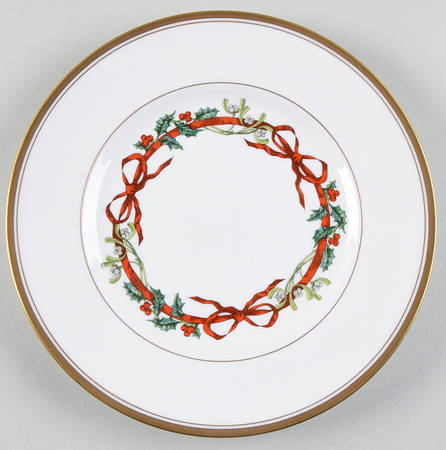 Holly Ribbons Accent Salad Plate