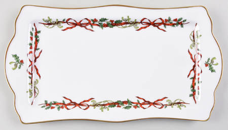 Holly Ribbons 13" Sandwich Tray