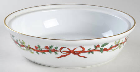 Holly Ribbons 1 Qt Round Casserole No Lid