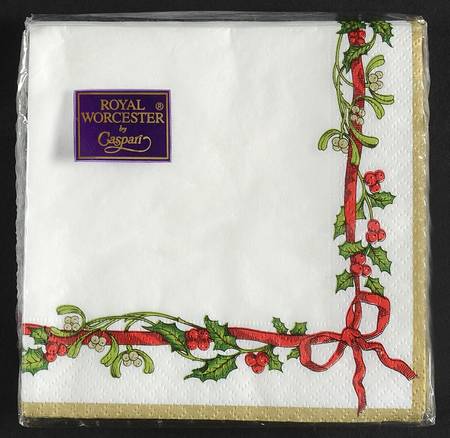 Holly Ribbons Package of Paper Cocktail Napkins