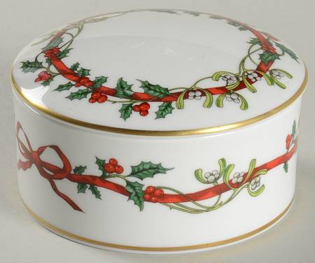 Holly Ribbons Bon Bon & Lid