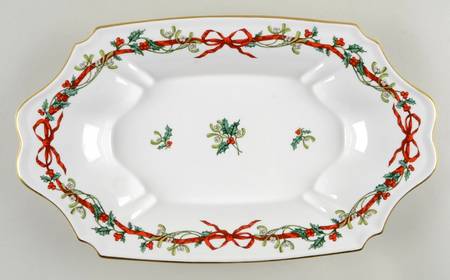 Holly Ribbons 14" Buffet Tray
