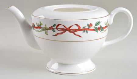 Holly Ribbons Teapot No Lid