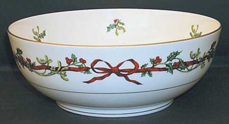 Holly Ribbons 10" Large Salad Serving Bowl