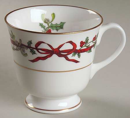 Holly Ribbons Footed Cup